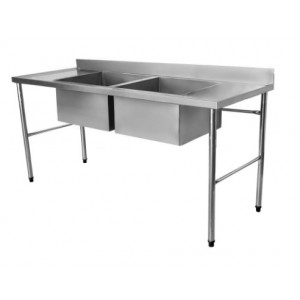 Pia Aço Inox com 02 Cuba 1,90x70x90cm (cuba 500X400X250mm) - URUMAX